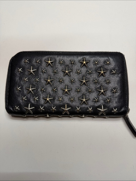 Jimmy Choo Handbags - Jimmy Choo Black Leather Star-Studded Zip Wallet